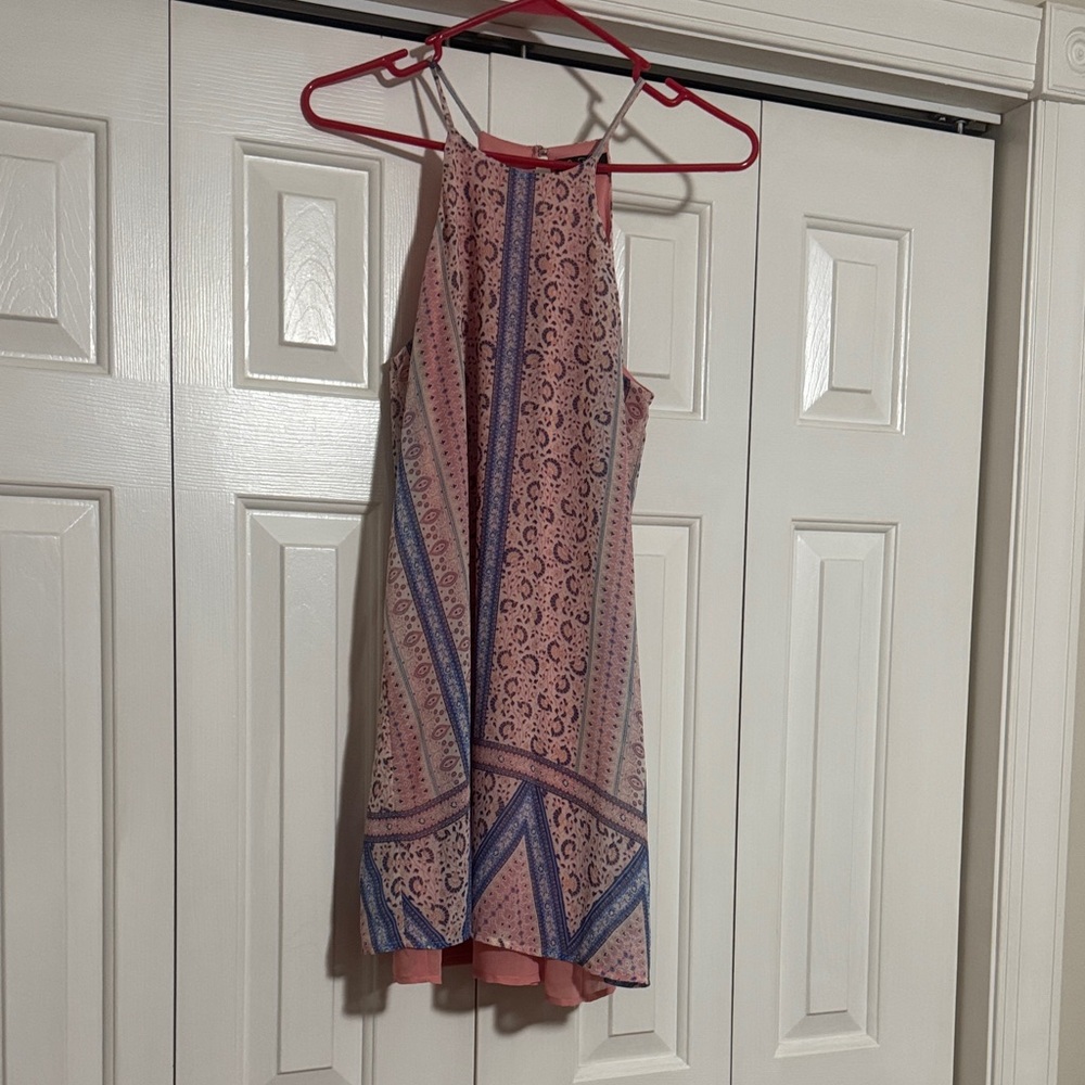 Love Reign Pink and Blue Halter Mini Dress